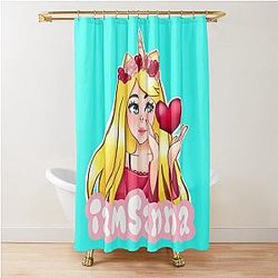 Sanna Loves Unicorns Sky Blue Shower Curtain