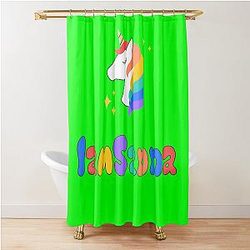 Sanna Loves Unicorns Neon Green Shower Curtain