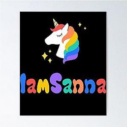 Sanna Loves Unicorns Black Poster