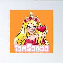 Sanna Loves Unicorns Neon Orange Poster