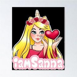 Sanna Loves Unicorn BLACK Poster