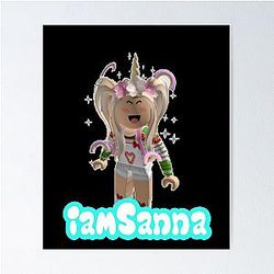 Sanna Loves Unicorns Black Poster