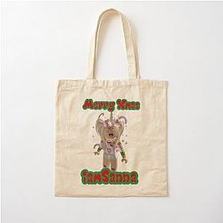 Sanna Loves Merry Xmas Yellow Cotton Tote Bag