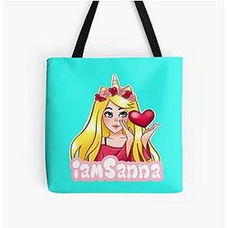Sanna Loves Unicorns All Over Print SKY BLUE Tote Bag