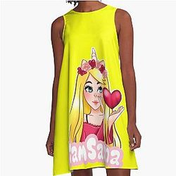 Sanna Loves Unicorns Yellow A Line Dress