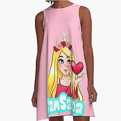 Sanna Loves Unicorns Pink A-Line Dress