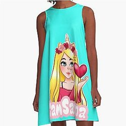 Sanna Loves Unicorns Sky Blue A-Line Dress