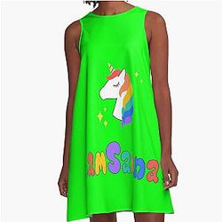 Sanna Loves Unicorns Neon Green A-Line Dress
