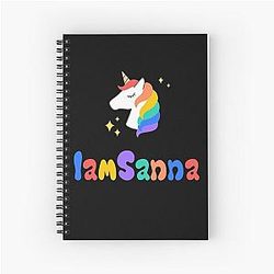 Sanna Loves Unicorns Black Spiral Notebook