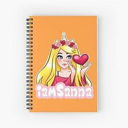 Sanna Loves Unicorns NEON ORANGE Spiral Notebook