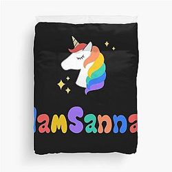 Sanna Loves Black Unicorn Duvet Cover