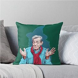Sir Ian McKellen An illustration by Paul Cemmick Throw Pillow