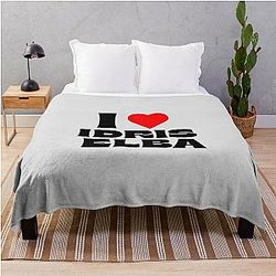 I Love Idris Elba Black Throw Blanket