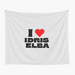 I Love Idris Elba - Black Font Tapestry