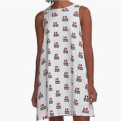 I Love Idris Elba - Black font A-Line Dress