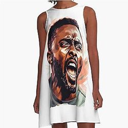 Caricature of Idris Elba A-line dress