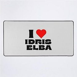 I Love Idris Elba Black Desk Mat