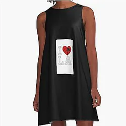 I Love LA Cracked Concrete Palm Heartline Dress