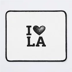 I Love LA Sketch Style with Mouse Pad and Red Heart