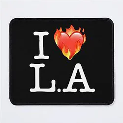 I Love LA Fire Heart Mouse Pad