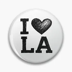 I love LA Sketch Style with Red Heart Pin