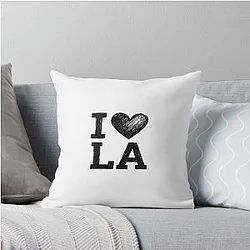 LA Sketch Style Red Heart Throw Pillow