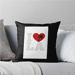 I Love LA Cracked Concrete Palm Heart Design Throw Pillow