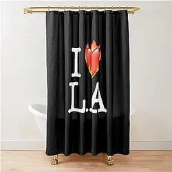 I Love LA Shower Curtain Fire Heart
