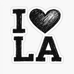 I love LA in Sketch Style with Red Heart Sticker