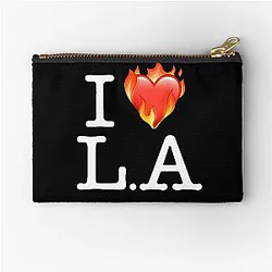 I Love LA Fire Heart Zipper Pouch