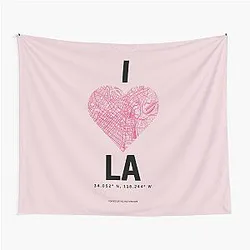 I Love LA Los Angeles Minimalist City Map Tapestry