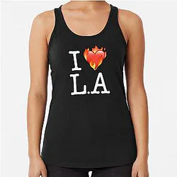 I Love LA Fire Heart Racerback Tank Top