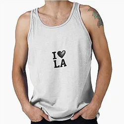 I Love LA Sketch Style Red Heart Tank Top