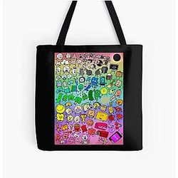 BFDI Inanimate Insanity All Character Rainbow All Over Print Tote Bag