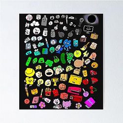 BFDI Inanimate Insanity All Characters Classic Poster