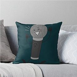 microphone insanity throw pillow