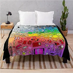 BFDI Inanimate Insanity All Characters Rainbow Throw Blanket
