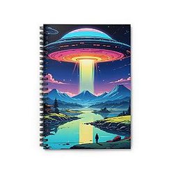 UFO Spiral Notebook - Ruled Line Notebook, Alien Space Journal, Cosmic Writing Pad, Sci-Fi Notepad and Interstellar Stationery