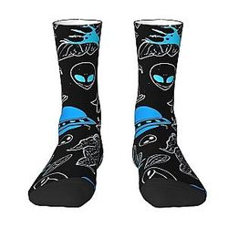 Cryptid Pattern Blue Lines Peace Socks Men Women