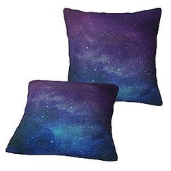 Set of 2 Universe with Stars Galaxy Interstellar Print Decor Throw Pillow Covers Square Cushion Cases for Couch Bed or Car.