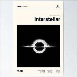 Interstellar Christopher Nolan Minimalist Mid Century Alternative Art Print Poster