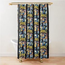 Vintage Invincible Shower Curtain 

after cleanup:

 Vintage Invincible Shower Curtain