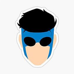 Black Blue Invincible Face Sticker