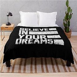 Believe in your dream - Vintage Black and White Throw Blanket