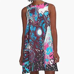 Original art The Iron Man Trash Polka A-Line Dress