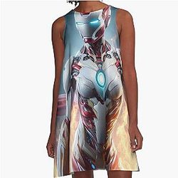 ultra futuristic female iron man a line dress
