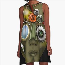 Steampunk Iron Man A Line Dress