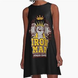 Iron Man Fitness Center Hoodie A-Line Dress