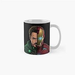 Doctor Doom x Iron Man Split Face Design - Robert Downey Jr Crossover Art Classic Mug