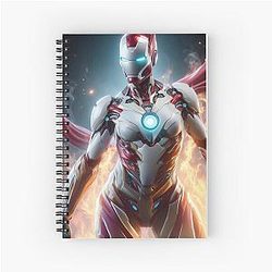 Ultra futuristic female Iron Man armor spiral notebook